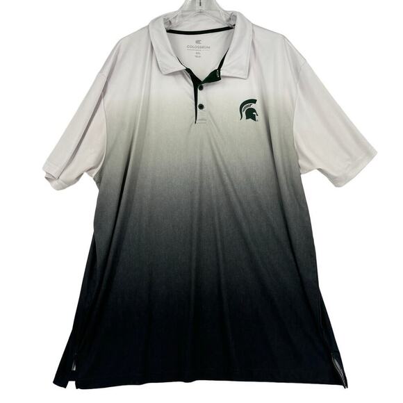 Colosseum Men's Polo Shirt Michigan State Spartans Ombre White to Black Size 3XL - Picture 1 of 8